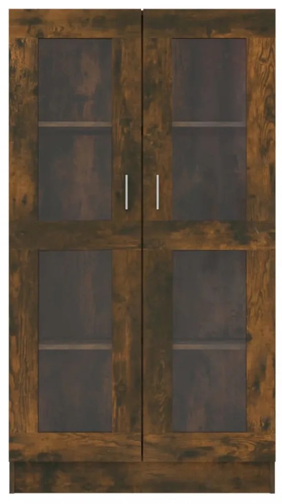 füstös tölgy színű szerelt fa vitrinszekrény 82,5x30,5x150 cm