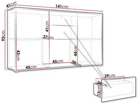 Komód Alkyra K3D2SZ AK02 (fehér). 1053637