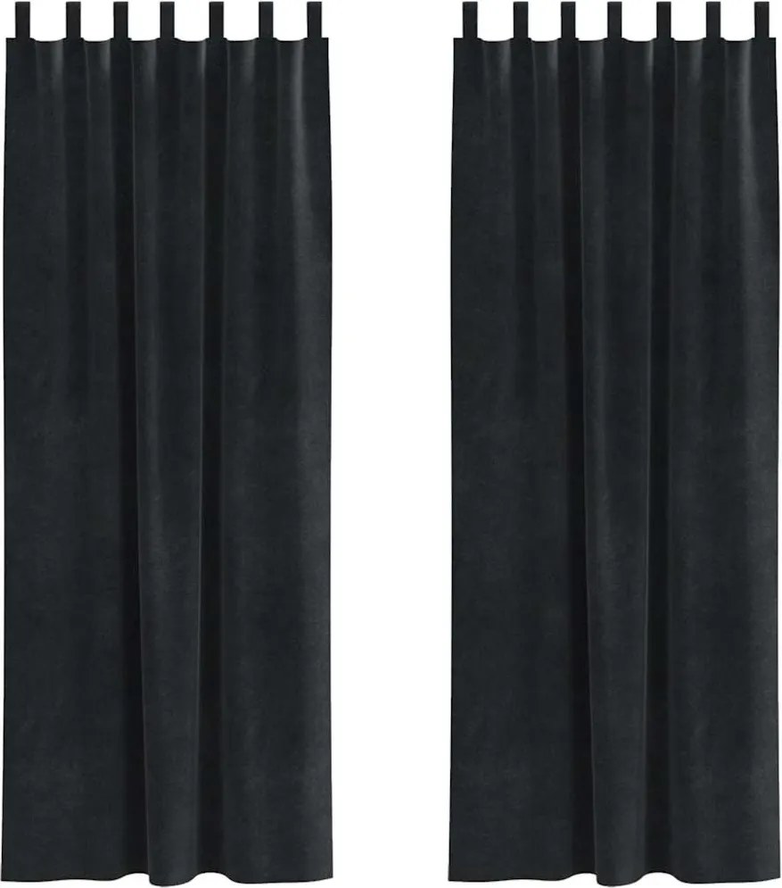 vidaXL Sötétítő függönyök 2 pcs Fekete 140 x 245 cm Bársony