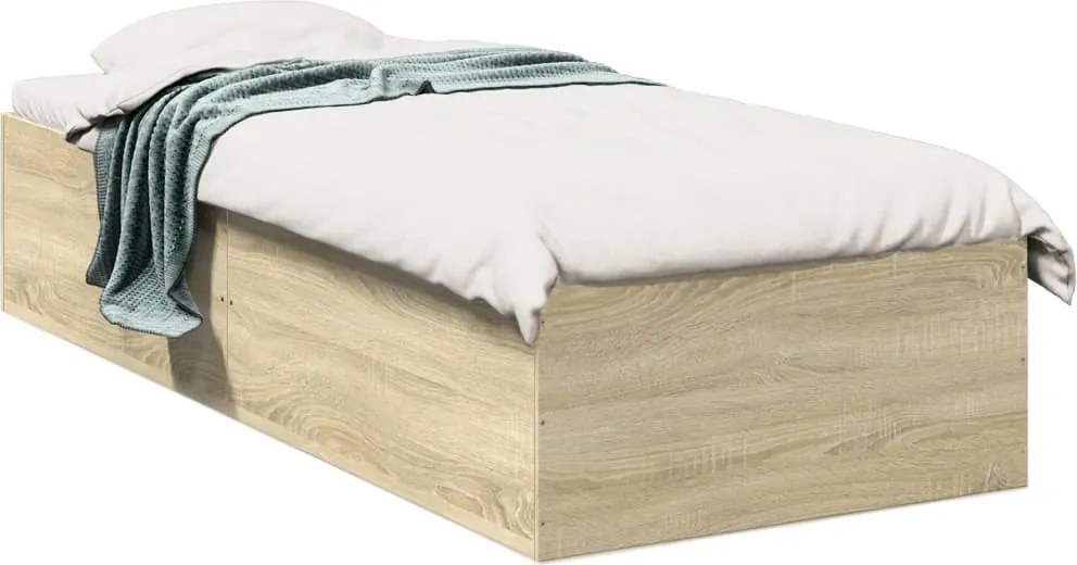vidaXL sonoma tölgy színű szerelt fa ágykeret matrac nélkül 75x190 cm