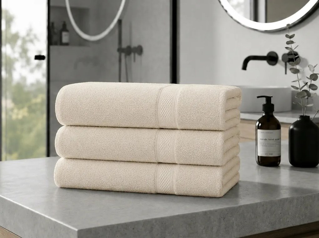 CLARYSSE ELEGANCE törölköző 70x140 cm krémszínű, 100% pamut