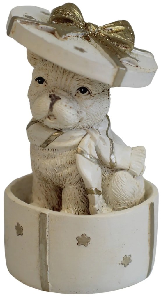 Fehér és arany karácsonyi kutya 10cm