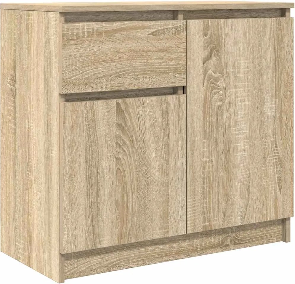 vidaXL sonoma tölgy szerelt fa tálalószekrény fiókos 71x35x65 cm