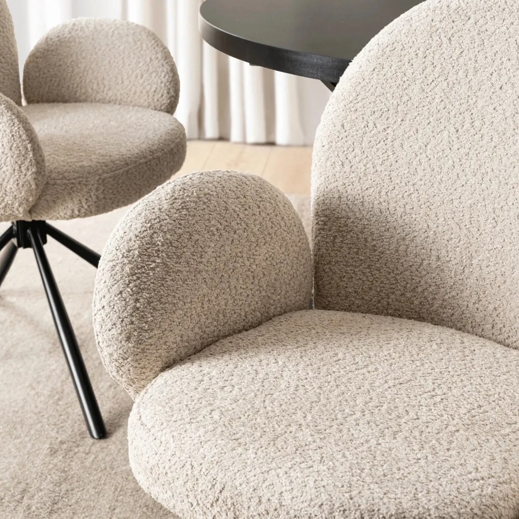 Forgószék bézs bouclé kárpittal – MUSSO