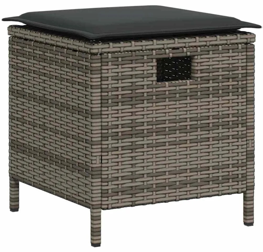 6 részes szürke polyrattan kerti ülőgarnitúra párnákkal L-alakú