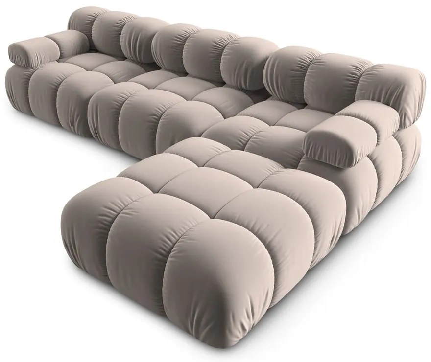 Világosbarna bársony moduláris sarokkanapé (variálható) Bellis – Micadoni