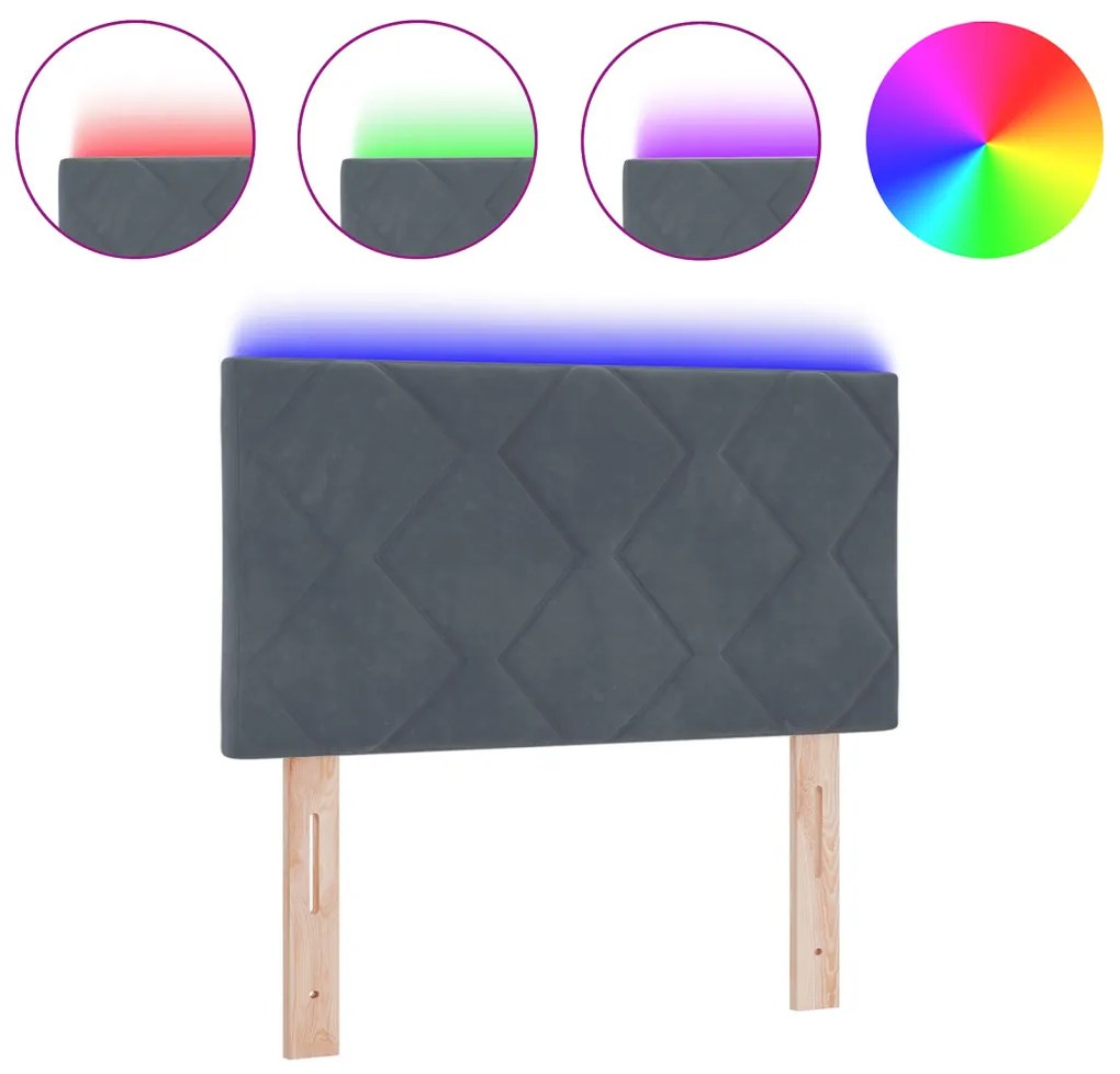 LED Fejtámla LED -es lámpákkal Sötétszürke 80 cm Bársony