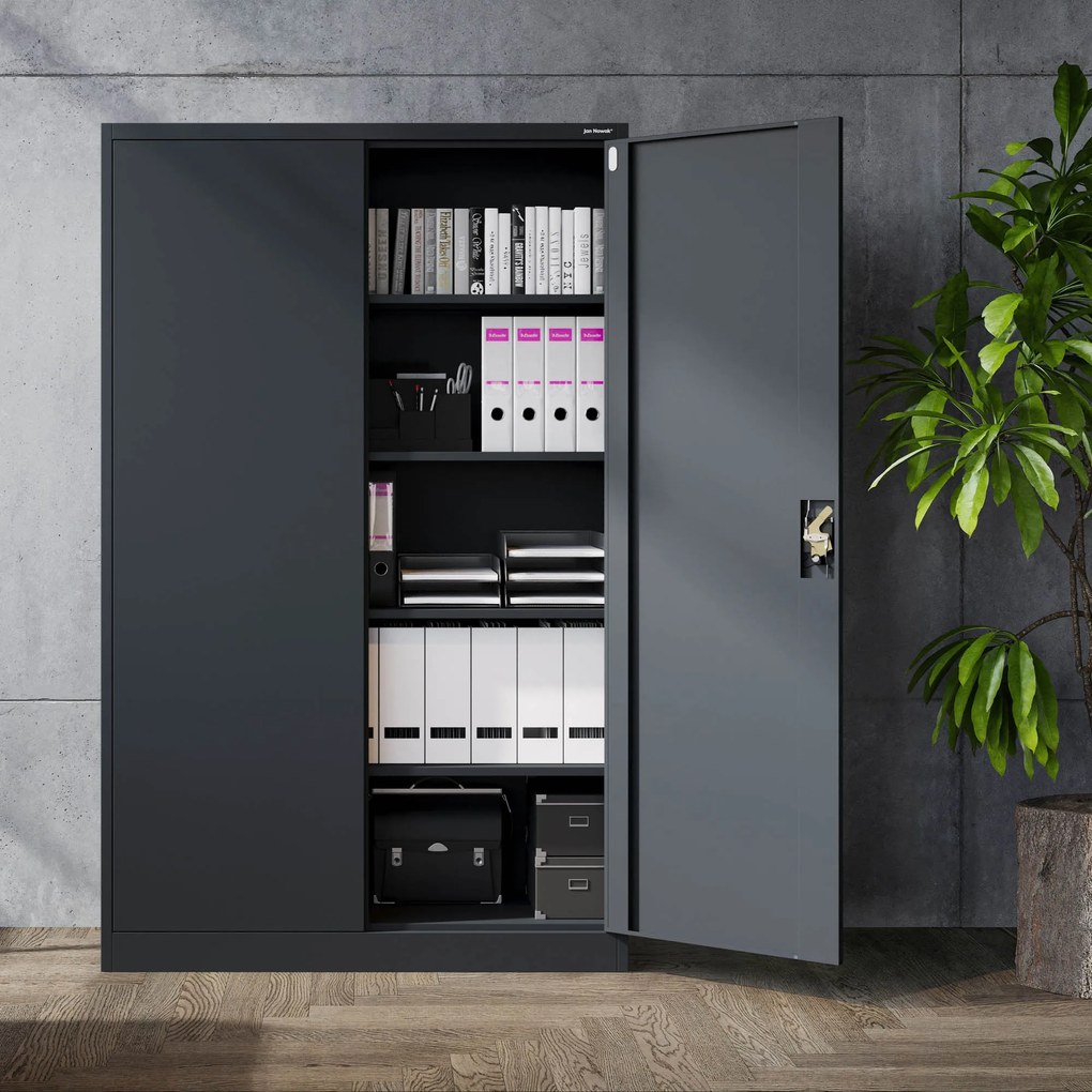 Fém iratszekrény JAN II, 1150 x 1850 x 400 mm, antracit