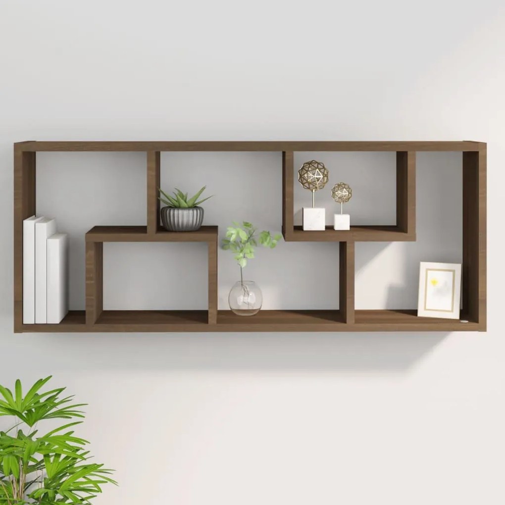 barna tölgyszínű szerelt fa fali polc 36 x 16 x 90 cm