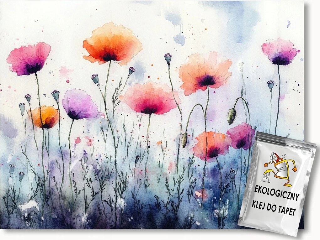 Fotótapéta Flizelina Színes Virágok Pipacsok Rét Kert Nyár 200x140 ragasztó