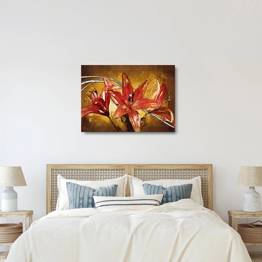 Kép a liliomvirágokról (üvegen) (70x50 cm)