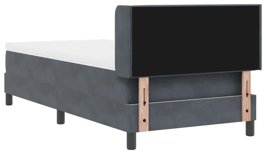 Boxspring Ágy Matracokkal Sötétszürke 90x200 cm Bársony