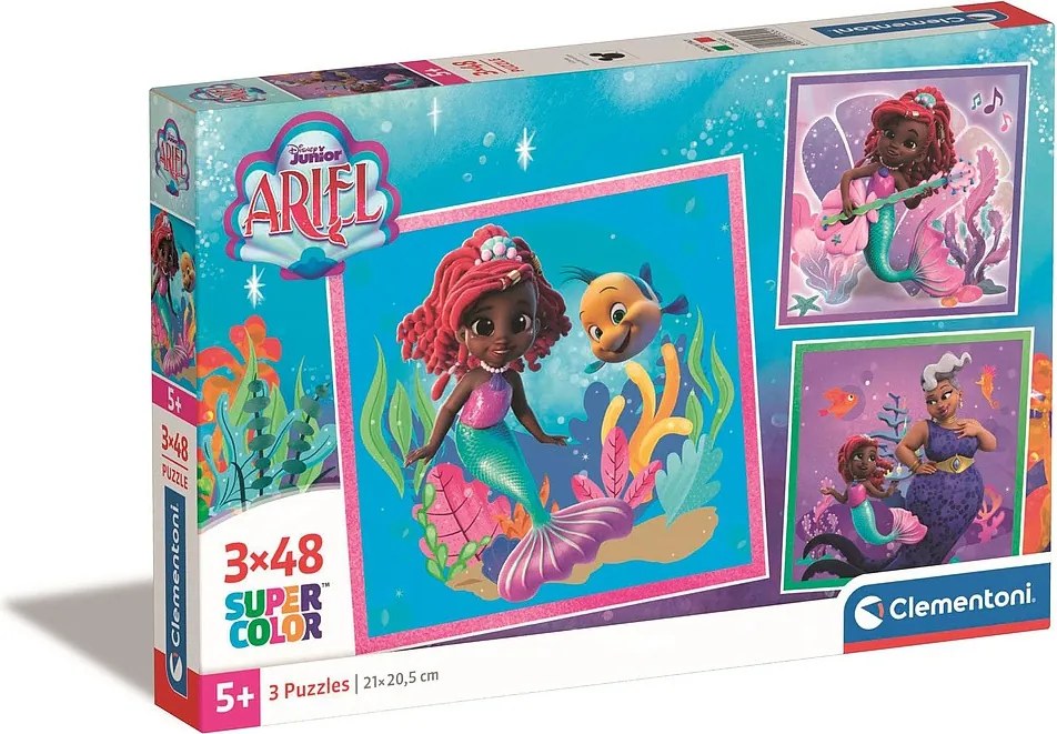 Disney Hercegnők Junior Ariel 3x48 db-os puzzle Clementoni