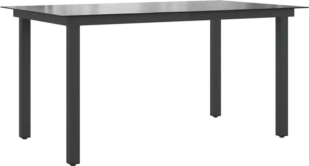 vidaXL fekete alumínium és üveg kerti asztal 150 x 90 x 74 cm