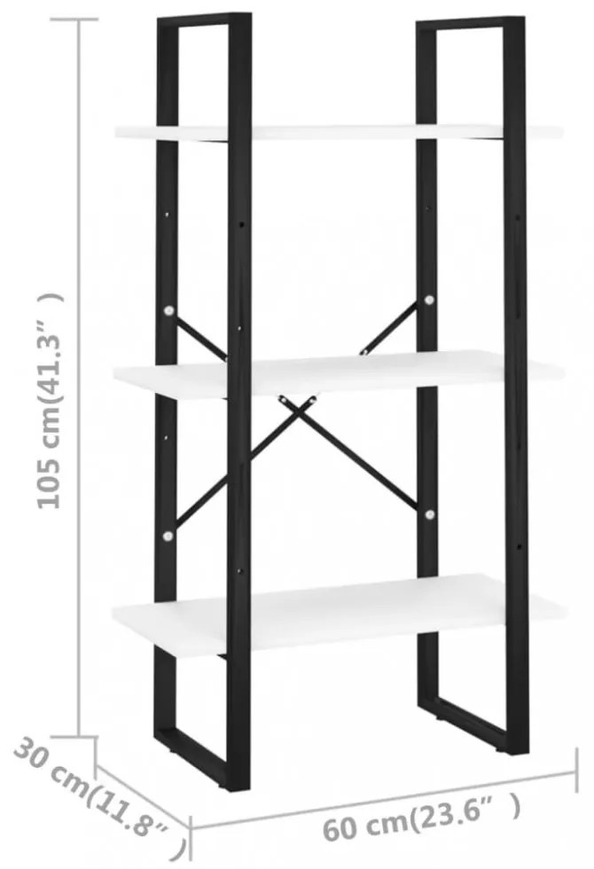 fehér forgácslap tárolópolc 60 x 30 x 105 cm