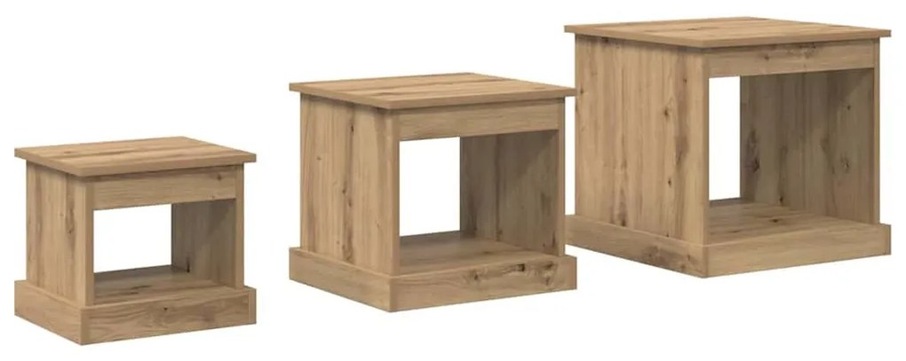 vidaXL Dohányzóasztal 3 pcs Artisan tölgy Faanyag