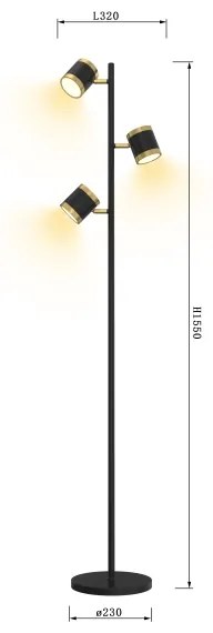 Wofi 3003-304S - LED Dimmelhető állólámpa TOULOUSE LED/21W/230V fekete/arany