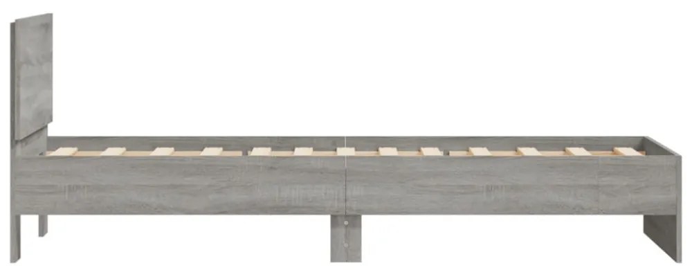 szürke sonoma színű szövet ágykeret fiókokkal 75x190 cm