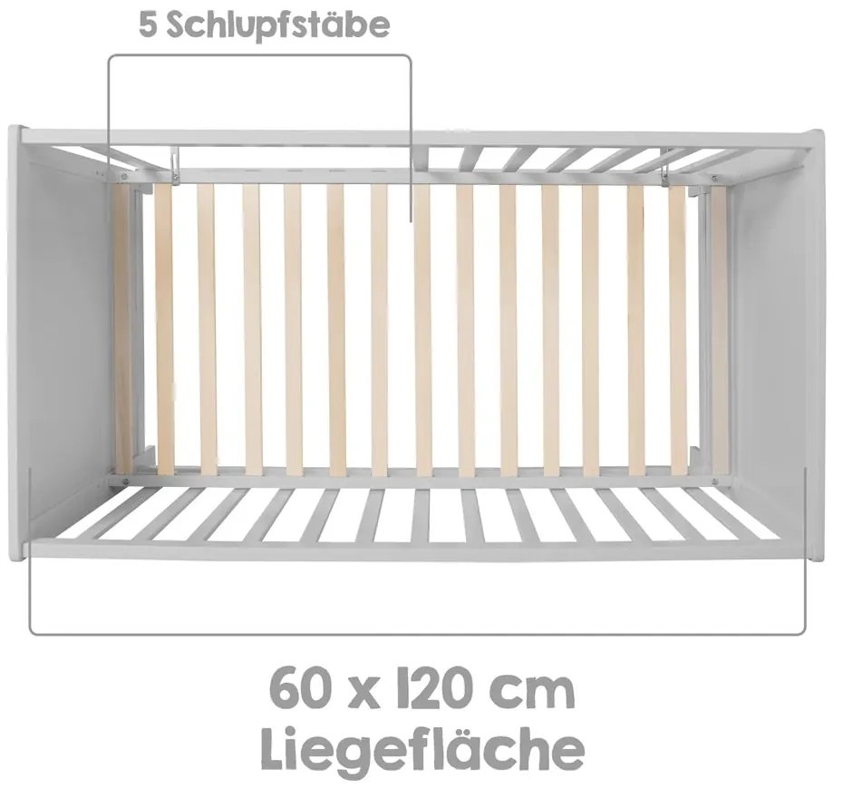 Világosszürke babaágy 60x120 cm – Roba