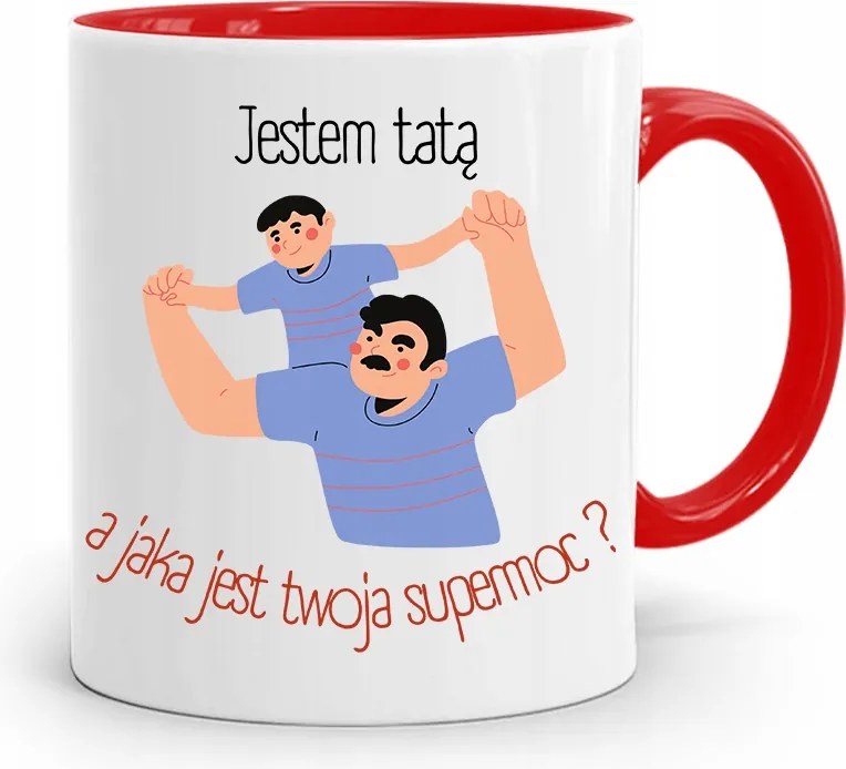 Piros Bögre Apák Napjára Apáknak Én Vagyok Az Apa, fényképes nyomattal