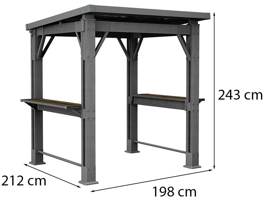Kerti grill pavilon, pulttal, tetővel