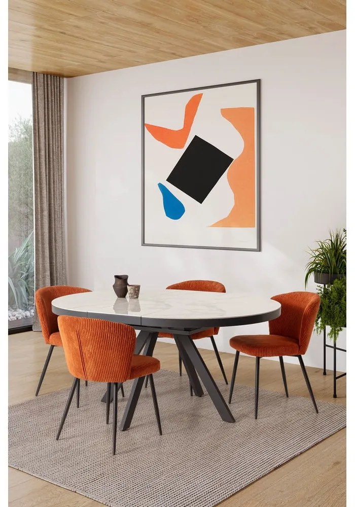 Kerek bővíthető étkezőasztal kerámia asztallappal, hosszabbító asztallappal ø 120 cm Bela – Marckeric