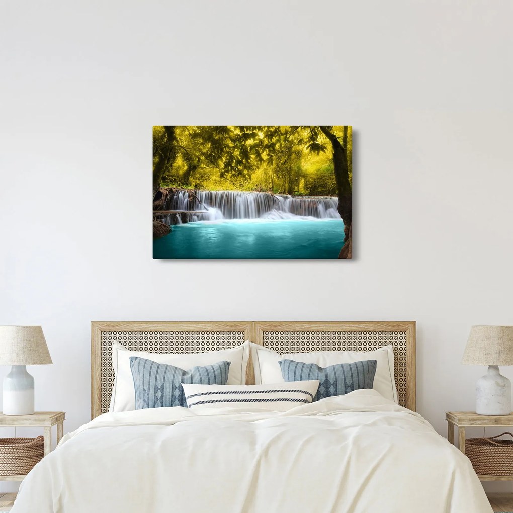 Kép - Vízesés, élénk színekkel (90x60 cm)