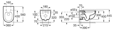 Roca A34624L000 - Fali WC MERIDIAN kerámia/fehér