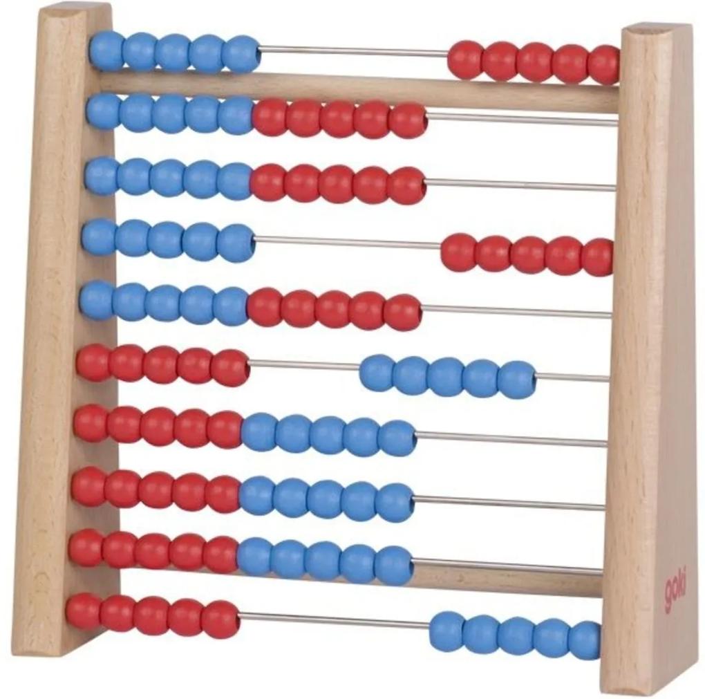 Fa abacus kék és piros színben Wooden