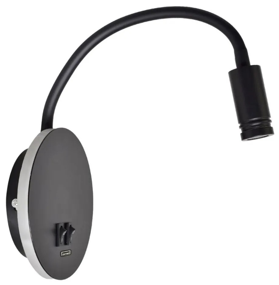 Milagro LED flexibilis fali lámpa BASE 1xLED/8W+1xLED/2W/230V fekete/ezüst MI1125