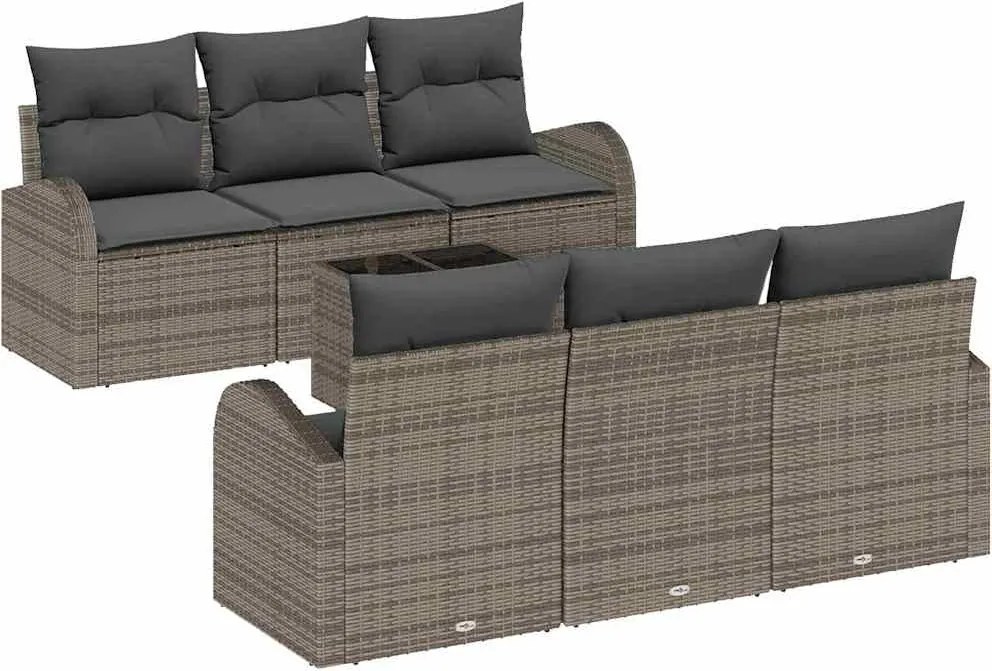 vidaXL Kerti Kanapé Szett Szürke 55 x 55 x 37 cm polirattan