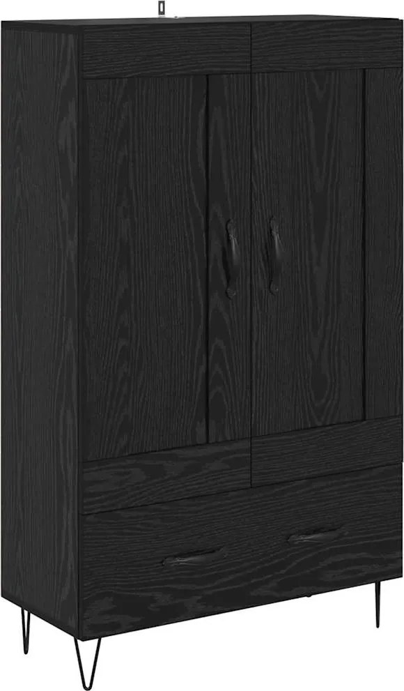 vidaXL Magasfiú fiókkal Fekete tölgy 69,5 x 31 x 115 cm Faanyag