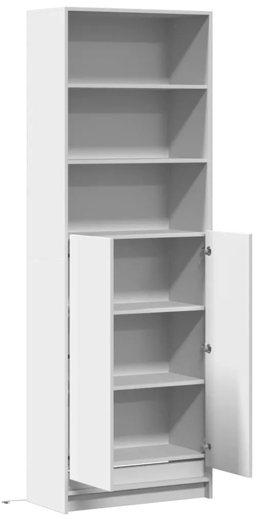 fehér szerelt fa magasszekrény LED-ekkel 69 x 32,5 x 200 cm