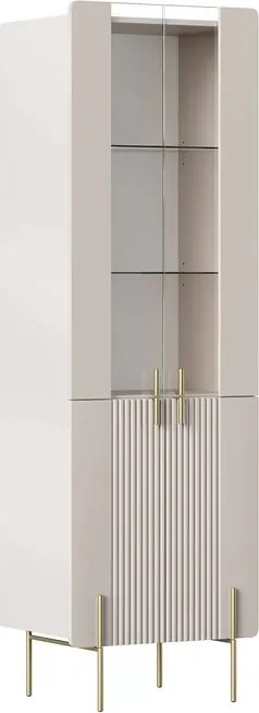 Malmi vitrines szekrény 60 cm négyajtós - kasmír / arany lábak