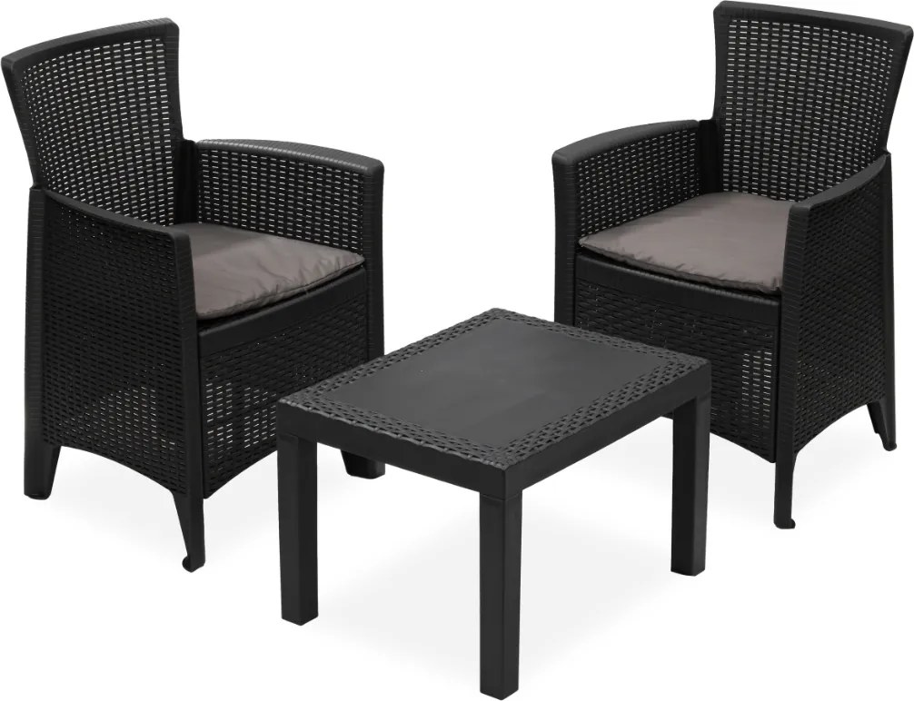 Kerti garnitúra FOREST, 3 részes, antracit színben I.P.A.E-Progarden