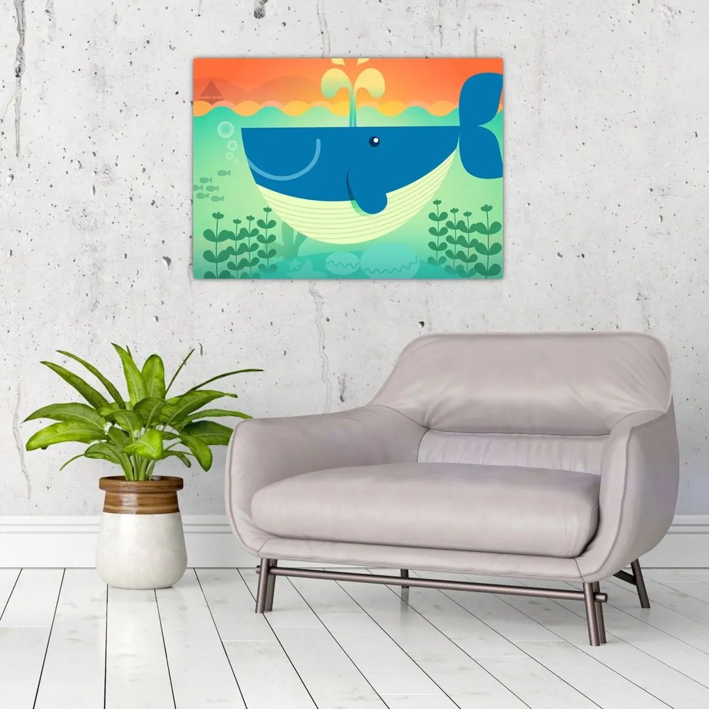 Kép - boldog bálna (üvegen) (70x50 cm)