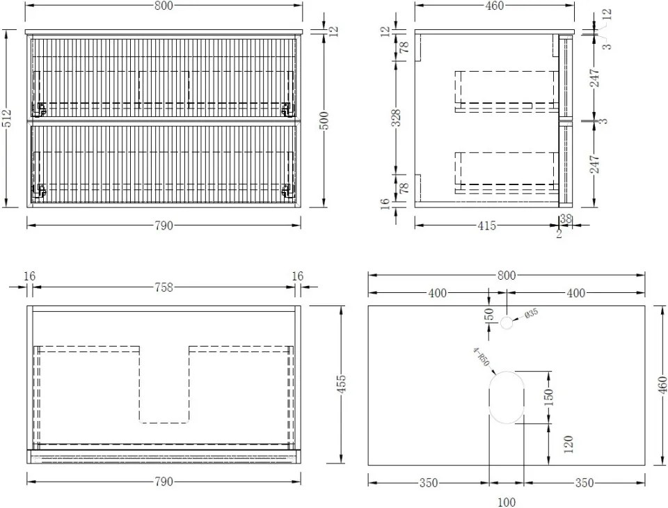 AREZZO design SAVONA 80 cm-es Fürdőszoba alsószekrény 2 fiók, matt fehér