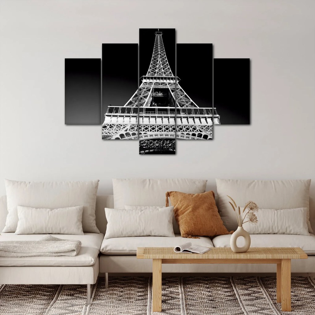 Kép - Eiffel-torony, fekete-fehér (150x105 cm)