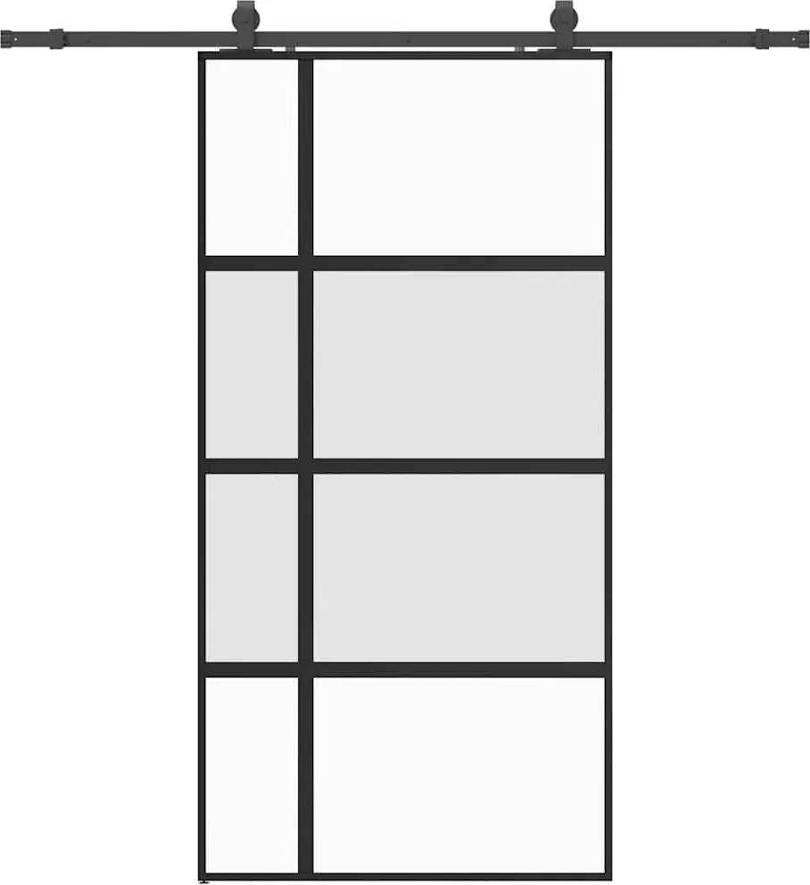 vidaXL fekete edzett üveg tolóajtó fémszerelék szettel 102,5x205 cm