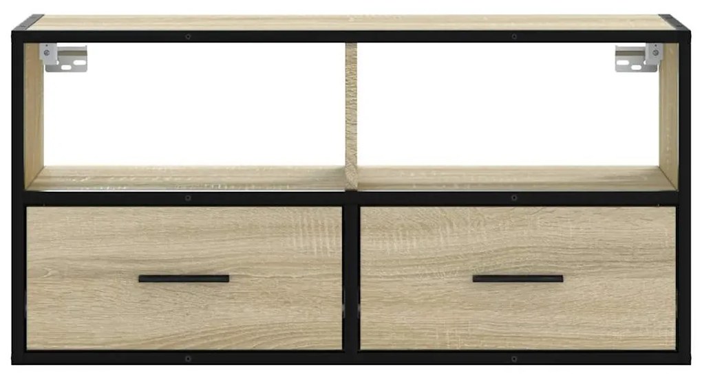 sonoma tölgy színű szerelt fa és fém TV-szekrény 80x31x39,5 cm