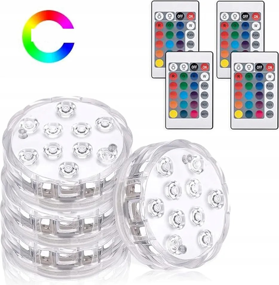 Medence Lámpák Kerti Világítás Jacuzzi Lámpa Távirányítóval 4 db