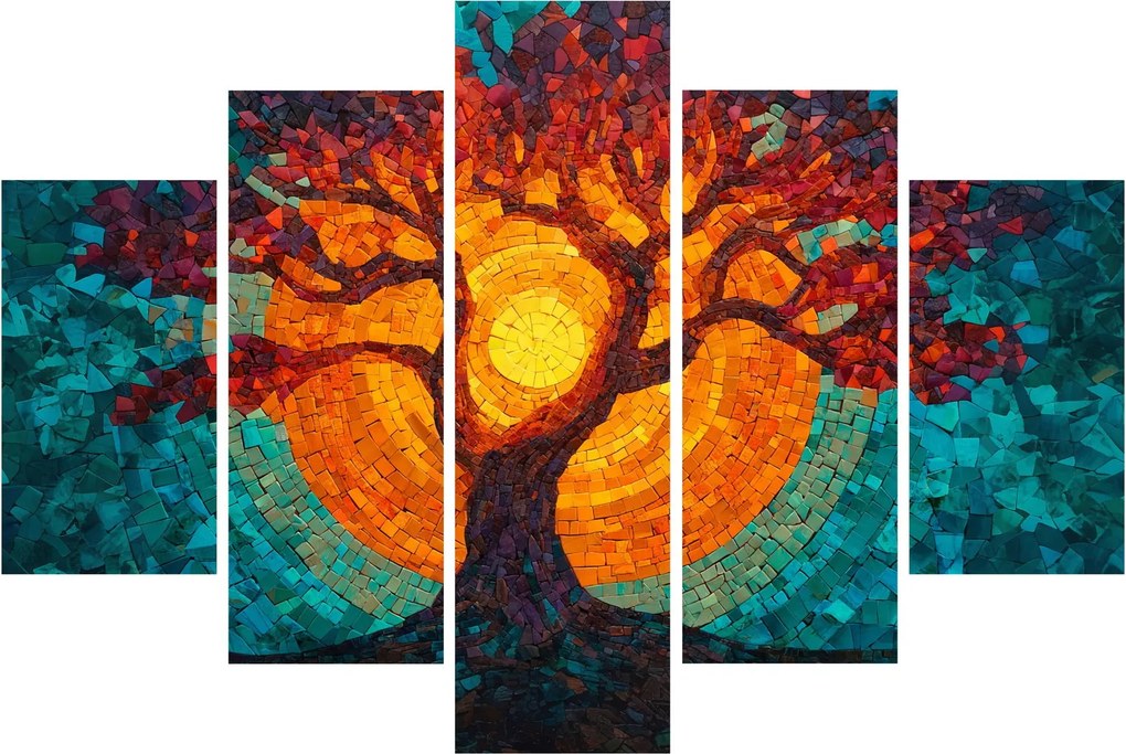 Kép - Az élet fája és a nap mozaikban (150x105 cm)