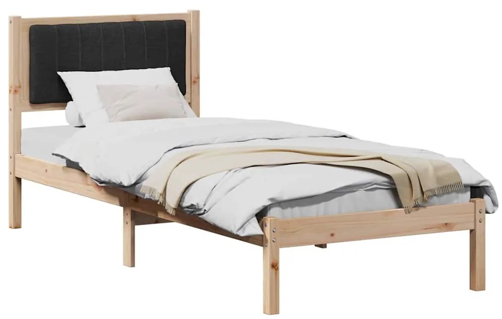 Ágykeret Kárpitozott Fejtámlával fejtámlával Fekete 75 x 190 cm