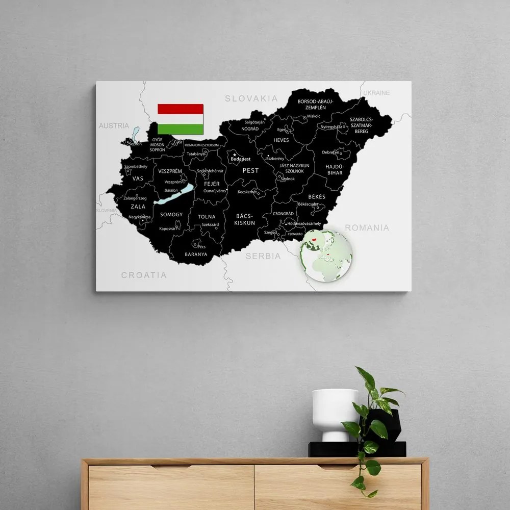 Kép stílusos fekete Magyarország térkép