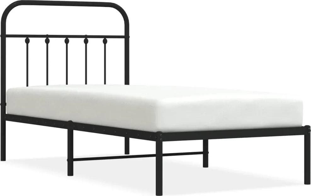 vidaXL fekete fém ágykeret fejtámlával 80 x 200 cm