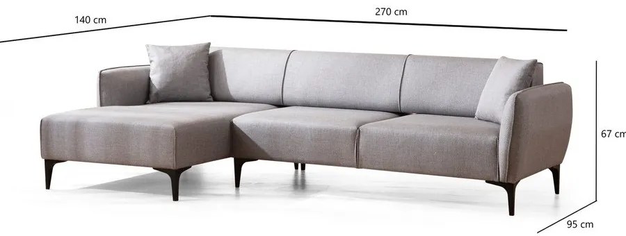 Belissimo világosszürke sarokkanapé, bal oldali – Balcab Home