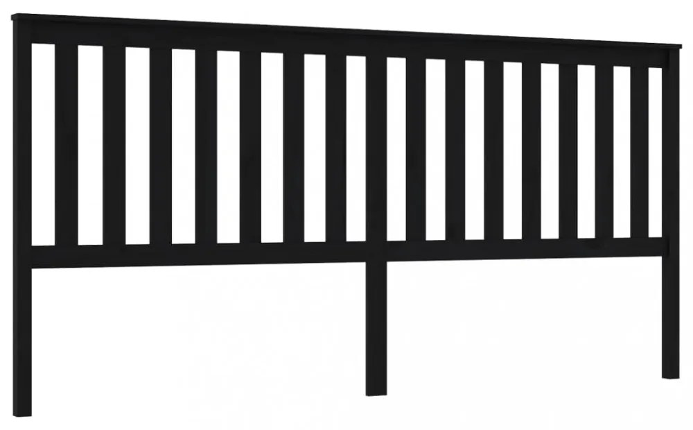 fekete tömör fenyőfa ágyfejtámla 206 x 6 x 101 cm