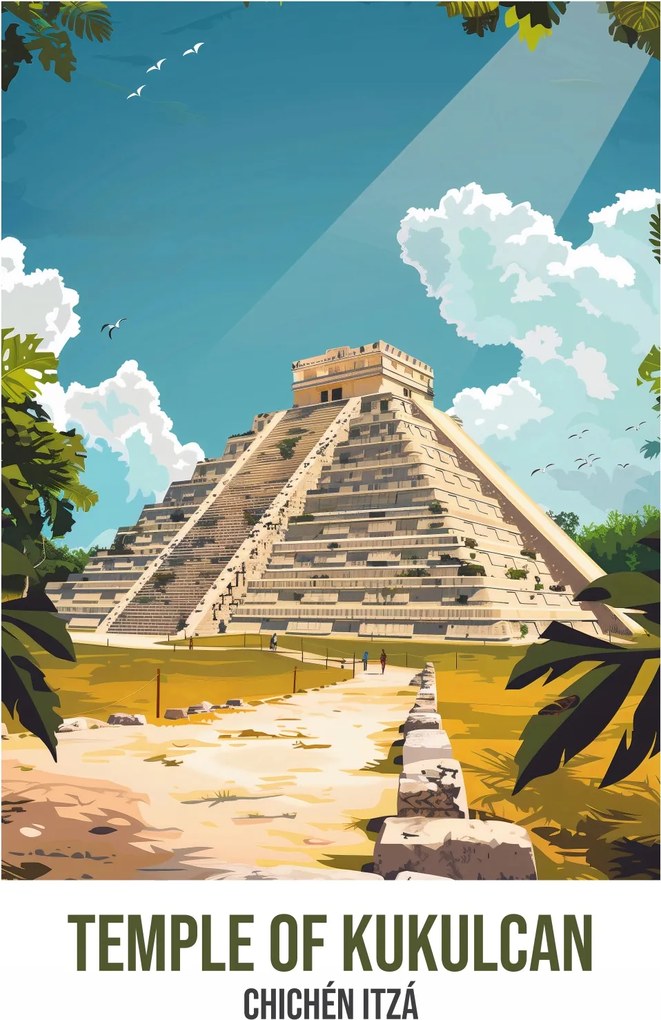 Plakát 29,7x42 cm Kukulcan temploma, Chichén Itzá