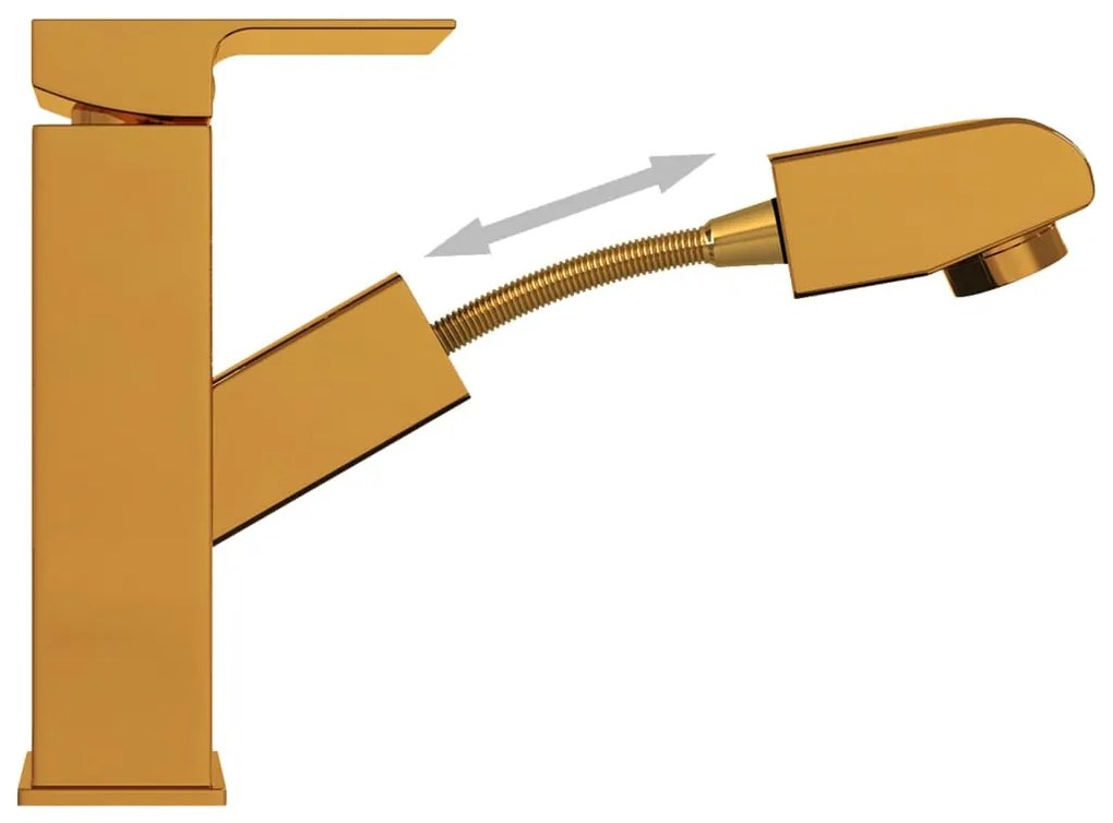 Aranyszínű kihúzható fürdőszobai mosdócsaptelep 157 x 172 mm