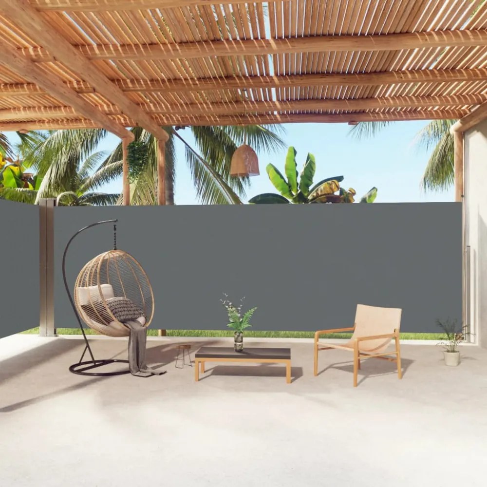 antracitszürke behúzható oldalsó napellenző 200 x 1000 cm